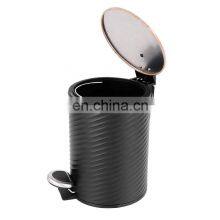 5 Liter Iron Powder Coating Pedal Bin Embossing Body Design Trash Can for Home Office and Kitchen Use Black Waste Bin thumbnail-3