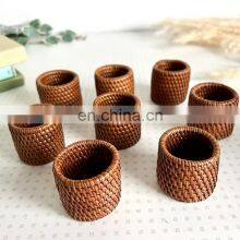 Vintage Woven Napkin Rings in Oval Shape Set of Five Set Tableware Set Napkin Holder Rings Wovenmade in Vietnam thumbnail-4