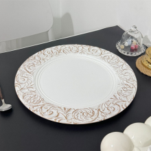 33 cm Rose Gold And White Colored Acrylic Plastic Charger Plate Wholesale thumbnail-4
