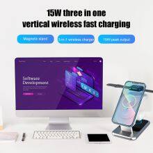 Customizable Desktop 3 in 1 All-In-One Wireless Charger Stand & Holder Multifunctional Charging Solution for IPhone thumbnail-4