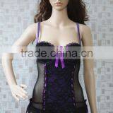 Wholesale Sexy Womens Underwire Lingerie Set Cool Lace Bra Underwear G-string Ladies Sleepwear Nightwear thumbnail-1