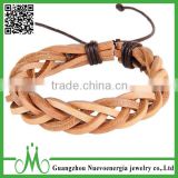 Light Brown Braided Genuine Leather Wristband Wrap Bracelet Leather Bracelet for Women and Men