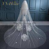 Beautiful Lace Appliqued Trim Floor Length 3 Meter Long Wedding Bridal Veil thumbnail-6