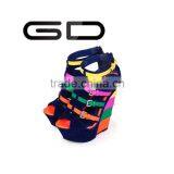 New Arrival Bamboo Heel Color Matching Wedge Shoes Women thumbnail-6