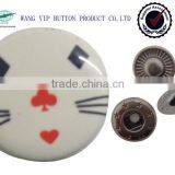 11.5mm Fancy Cat Logo Metal Silk-screen Kids Snap Button