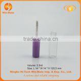 Mini Purple Cap Flat Empty 5.6ml Clear Plastic Lip Gloss Tube thumbnail-2
