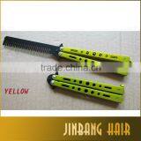 2016 New Style Products Stainless Steel Foldable Balisong Butterfly Knife Style Butterfly Hair Comb thumbnail-6