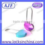 AJF New Arrival Only Manufacturer Long Hook Aluminium Different Color Double Heart Padlock thumbnail-6