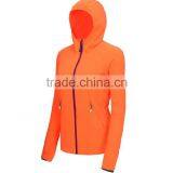 Custom Women OEM Hooded Orange Softshell Jacket for Spring thumbnail-1