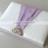Silk Wedding Invitation Box With Rhinestone Brooch and Ribbon WHOLESALE