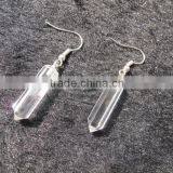 White Gemstone Rock Crystal Clear Quartz Point Brass Earring for Women-silver Plated Earring Unique Jewelry Design thumbnail-1
