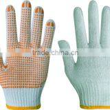 pvc dotted cotton knitted one-sided pvc dot gloves