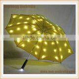 New product yellow and red LED umbrella in the fabric and handle