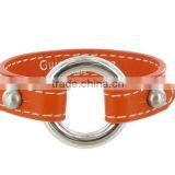Sterling Silver Bracelet With Orange Leather and Ring Knot Design