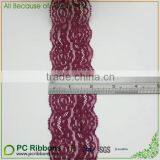 2" Width Wine Elastic Lace Trim for Party Dress thumbnail-2