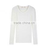 Cotton elasticity white Long Sleeves Casual t-Shirt