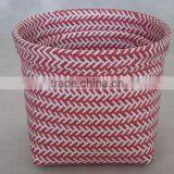 PP Strap Weaving Zig Zag Round Top Square Bottom Basket Set of 2 thumbnail-3