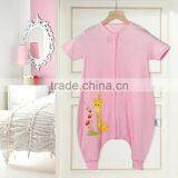 100% Cotton Baby Short Sleeve Sleeping Bag for Spring and Summer Fall Pink Style thumbnail-1