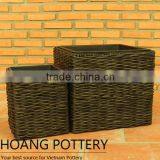 Square Rattan Flower Wicker Pot thumbnail-2