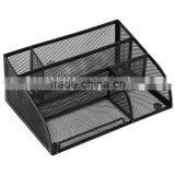 School Supply Desktop Organizer Caddy With Drawer /Space Saving Black Metal Wire Mesh 8 Compartment Office thumbnail-2