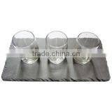 30X15CM UK Style Black Slate Coaster With Clear Glass Tumbler for Promotion,best Selling Tableware and Kitchenware Coaster thumbnail-1