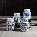Chinese Blue Decal Ceramic Cremation Pet Urn thumbnail-1