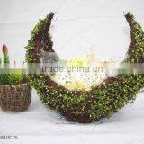 Wicker Flower Basket With Topiary Grass