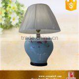 Flower Painted Blue Ceramic Table Lamp thumbnail-6