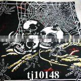 China Factory Manufacturing Black Skull Bandana With Printed Spider and Web thumbnail-1