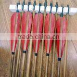 84cm/33inch Archery Bamboo Arrows With 5inch Red Turkey Feathers for Hunting thumbnail-1