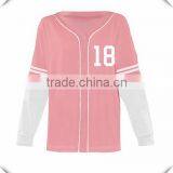 Fashion Design Ladies Baseball Jersey Two Tone Couble Sleeve Baseball Tee Custom Baseball Top Wholesale thumbnail-3