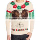 Men Light Kahki Sweater Faux-Savage Trim Pattern Christmas Sweater Knitting Pattern s thumbnail-1
