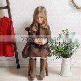 Classical Model Dresses For Girls With Wooden Buttons Cute Linen Dress Baby thumbnail-2