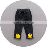 S17659A Autumn Girls Jeans Casual Elastic Waist Smiling Face Girls Jeans thumbnail-3