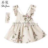 ShiJ Baby Girls Dress 100% Linen Backless Peach Blossom Summer Baby Clothing thumbnail-1