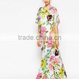 Backless Half Sleeve Floral Print Maxi Dress Cheap Evening Dress thumbnail-5