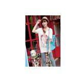 Wholesale&Retail Sequined Bowknot Girls Printed V-Neck Cotton Tee thumbnail-1