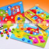 New Wooden Hand Scratcher Plate Color Shape Matching Board Educational Puzzle Toys for Kids thumbnail-2