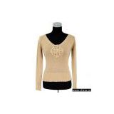 Sell Ladies' 3GG V-Neck Pullover with Crochet Design