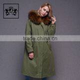 2017 Women Long Sleeve Winter Real Raccoon Fur Collar Real Rabbit Fur Lined Parka With Embroidery thumbnail-6