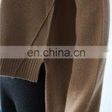 162-96 Women Flat Knit v Neck Reverse Cashmere Sweater thumbnail-5