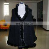 Women Cashmere Shawl With Fur Trim
