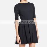 CHEFON Pleated Skirt Fit and Flare Stretch Wool Crepe Latest Casual Dress Designs thumbnail-1