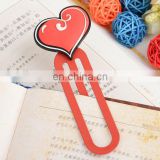 3D printed lovely pink heart shape pvc bookmark clip for christams promotional