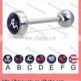 New arrival sexy crazy costume tongue barbell rings stick on body piercing jewelry in 316L surgical steel