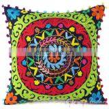 Black Embroidered Decorative Sofa Pillow Cushion Cover - 16, 18" thumbnail-1