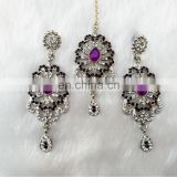 Marvelous Designer Silver Plated Party Wear Maang Tikka With Earrings Set