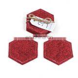 Red Color Heat Resistant Set of 10 Felt Coffee Cup Coaster Acrylic Coasters With Napkins thumbnail-5