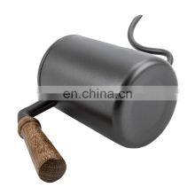 Amazon Hot Sale 600ml Stainless Steel Gooseneck Coffee Drip Kettle With Wood Handle, Black thumbnail-4