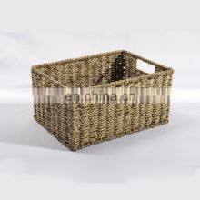 Wholesale Rectangle Woven Rattan Seagrass Basket Hand-Woven Storage Baskets for Bedroom and Bathroom thumbnail-4